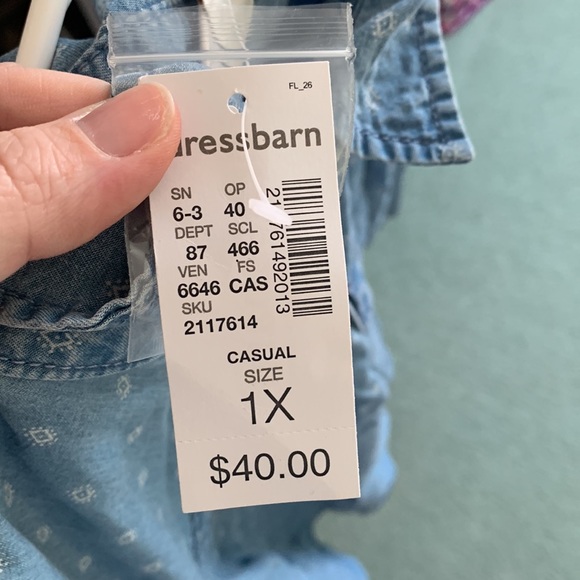 Jean shirt with white accents - Picture 4 of 4